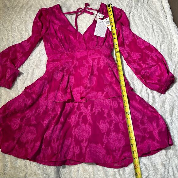 Band of the Free Size S Pink Kiss Me Peplum Tiered Mini Dress Date Night Resort - Picture 11 of 13